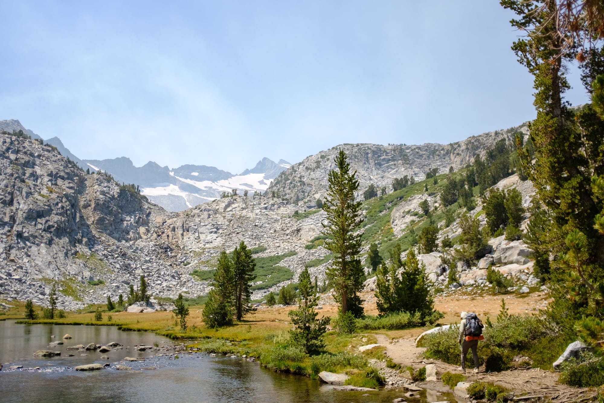 View of Donohue Pass going southbound on the John Muir Trail